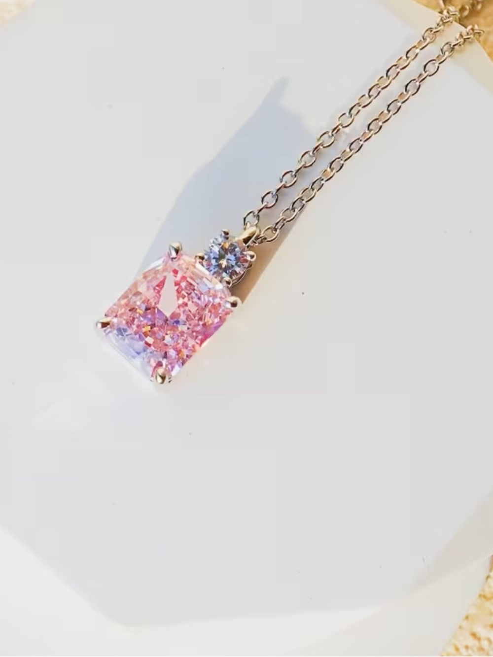 Ice pink cubic zirconia necklace